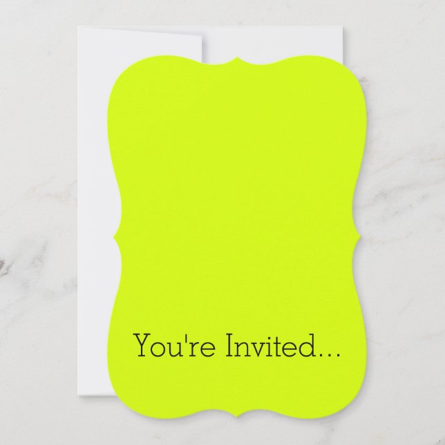 Invitación Chartreuse Neón Amarillo de Alta Visibilidad (Anverso)