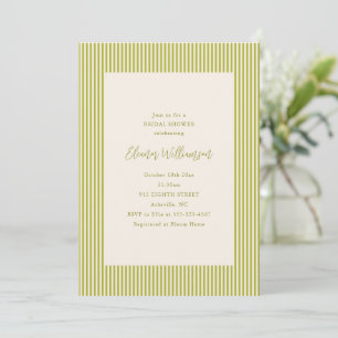Invitación Chartreuse Verde Raya Elegante Despedida de Solter