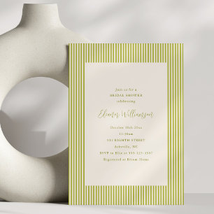 Invitación Chartreuse Verde Raya Elegante Despedida de Solter