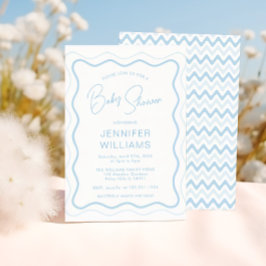 Invitación Chasis de vieiras azul marco para bebé niño ducha