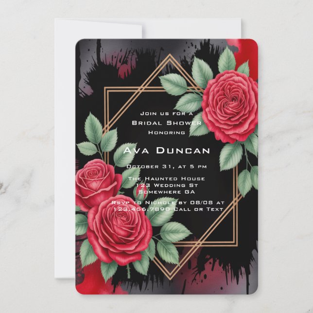 Invitación Chasis gótica Rosa con ducha de novia (Anverso)