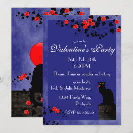 Invitación Chat Noir con El día de San Valentín de rosas roja