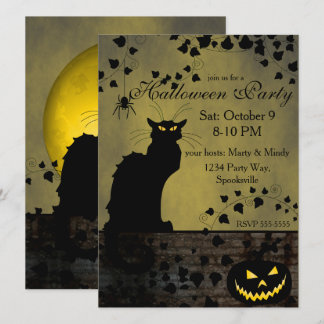 Invitación Chat Noir Halloween