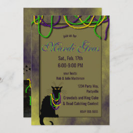 Invitación Chat Noir Mardi Gras