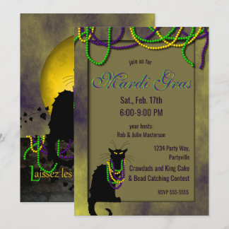Invitación Chat Noir Mardi Gras
