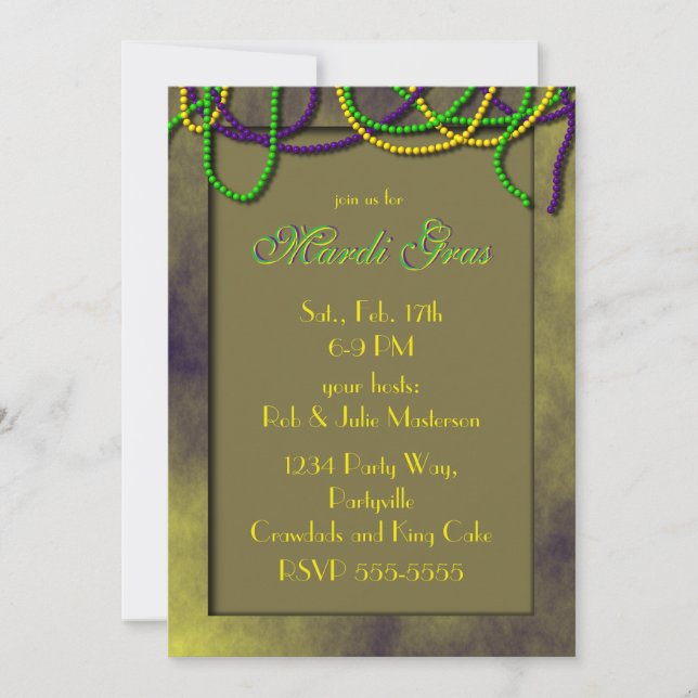 Invitación Chat Noir Mardi Gras (Anverso)