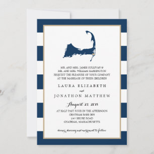Invitación Chatham Cape Cod Map con corazón   BODA
