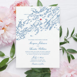 Invitación Chebeague Island Maine Elegant Boda de Mapa de la
