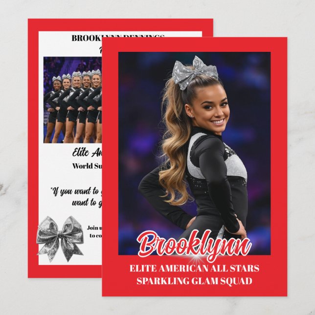 Invitación Cheer Team Cheerleader Signature Cards (Anverso / Reverso)
