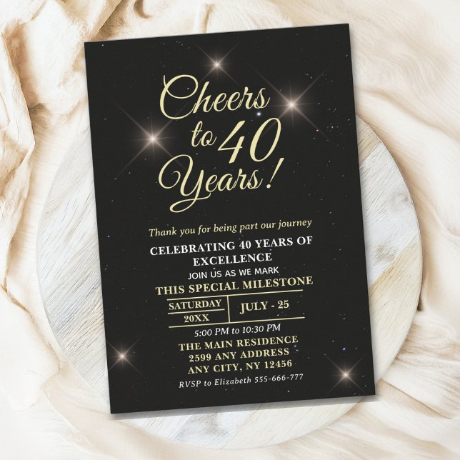 Invitación Cheer to Forty Years - 40th Anniversary (Subido por el creador)