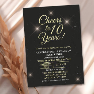 Invitación Cheer to Ten Years 10th Anniversary