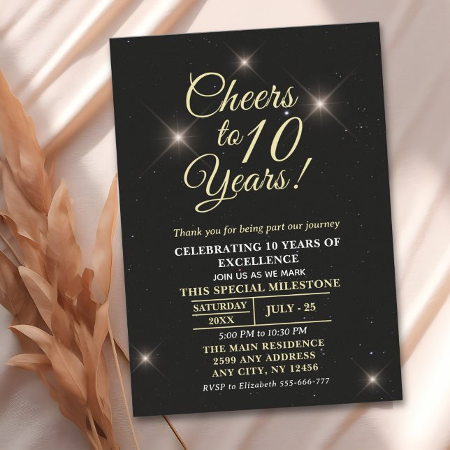 Invitación Cheer to Ten Years 10th Anniversary (Subido por el creador)
