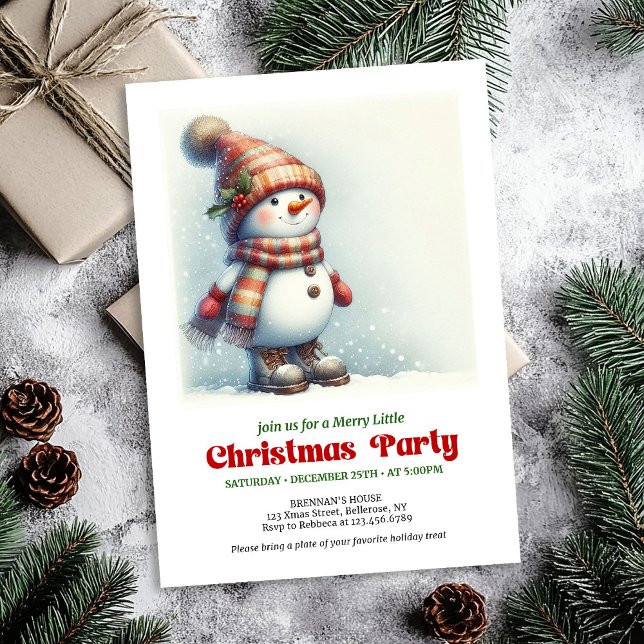 Invitación Cheerful Christmas snowman invite kids editable (Cheerful Christmas snowman invite kids joy editable

)