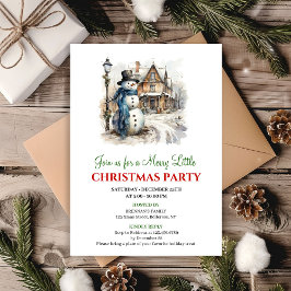 Invitación Cheerful red green winter scene party invite