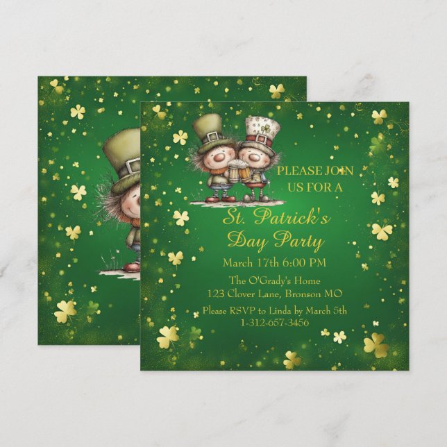 Invitación Cheerful St. Patrick’s Day Party Invitation  (Anverso / Reverso)