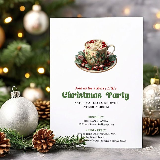 Invitación Cheerful Victorian Christmas cocoa party invite (Cheerful Victorian Christmas angel party invite

)