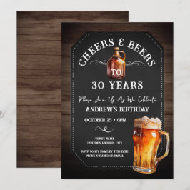 Invitación Cheers and Beers 30th Birthday Party