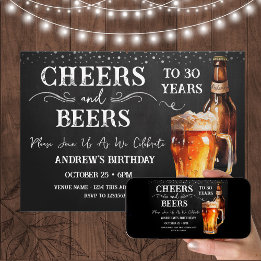 Invitación Cheers and Beers 30th Birthday Rustic