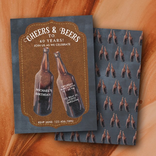 Invitación Cheers and Beers 40th Beer Birthday Party (Cheers and Beers 40th Beer Birthday Party Invitation)