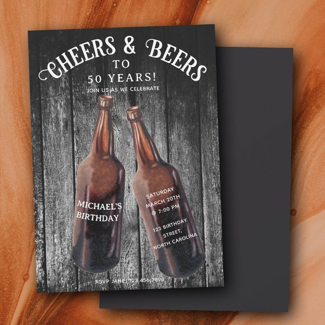 Invitación Cheers and Beers 50th Beer Birthday Party (Cheers and Beers 50th Beer Birthday Party Invitation)