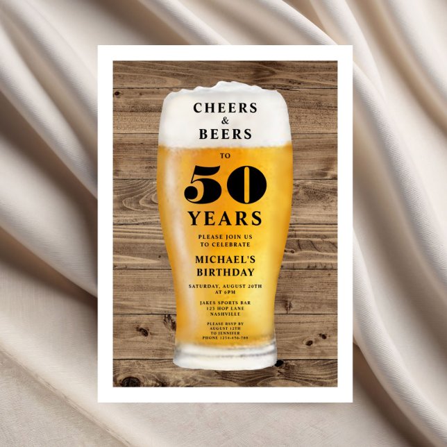 Invitación Cheers And Beers 50th Birthday (Cheers And Beers 50th Birthday Invitation)