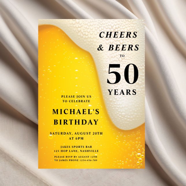 Invitación Cheers And Beers 50th Birthday (Cheers And Beers 50th Birthday Invitation)