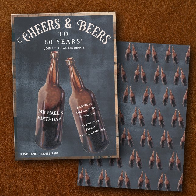 Invitación Cheers and Beers 60th Beer Birthday Party (Cheers and Beers 60th Beer Birthday Party Invitation)