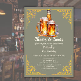 Invitación Cheers and Beers Glass Bottle 40th Birthday