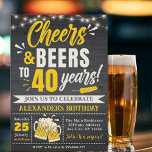 Invitación Cheers and Beers to 40 Years, Beer-Themed<br><div class="desc">Celebrate a milestone with our "Cheers and Beers to 40 Years" invitation! Perfect for an 40th birthday bash, this beer-themed invite sets the tone for a fun, festive gathering. Ideal for adult parties, it combines vintage charm with a lively design, inviting guests to raise a glass and toast to 40...</div>