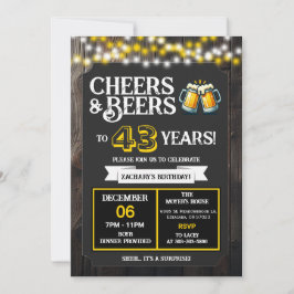 Invitación Cheers and Beers to 43 Years Surprise Backyard