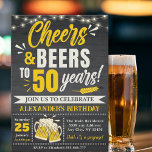 Invitación Cheers and Beers to 50 Years, Beer-Themed<br><div class="desc">Celebrate a milestone with our "Cheers and Beers to 50 Years" invitation! Perfect for an 50th birthday bash, this beer-themed invite sets the tone for a fun, festive gathering. Ideal for adult parties, it combines vintage charm with a lively design, inviting guests to raise a glass and toast to 50...</div>