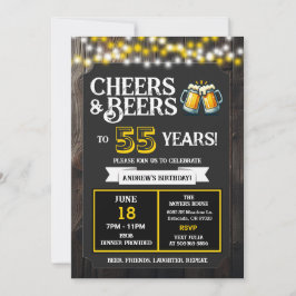 Invitación Cheers and Beers to 55 Years Backyard BBQ Birthday