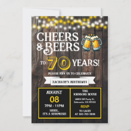Invitación Cheers and Beers to 70 Years Surprise Backyard