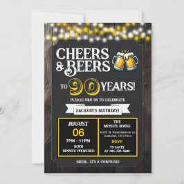 Invitación Cheers and Beers to 90 Years Surprise Backyard