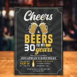 Invitación Cheers and Beers to my 30 Years Fun Birthday<br><div class="desc">Divertido diseño para cumpleaños de 30 años en colores Negro , amarillo y blanco, Personalizado con su propia información fiesta, divertida y única, ideal para sorprender a ese cumpleañero que llega a sus 30 años!! Este diseño se puede personalizar con tus datos ademas de la edad de la persona que...</div>