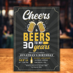 Invitación Cheers and Beers to my 30 Years Fun Birthday