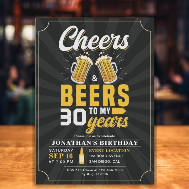 Invitación Cheers and Beers to my 30 Years Fun Birthday (Subido por el creador)