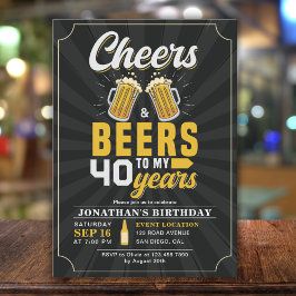 Invitación Cheers and Beers to my 40 Years Fun Birthday