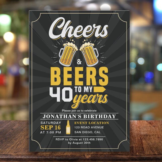 Invitación Cheers and Beers to my 40 Years Fun Birthday (Subido por el creador)