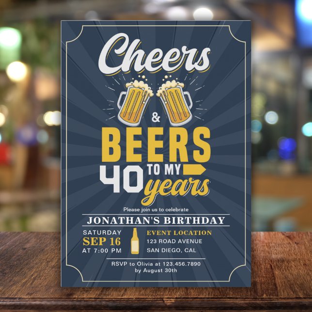 Invitación Cheers and Beers to my 40 Years Fun Birthday (Subido por el creador)