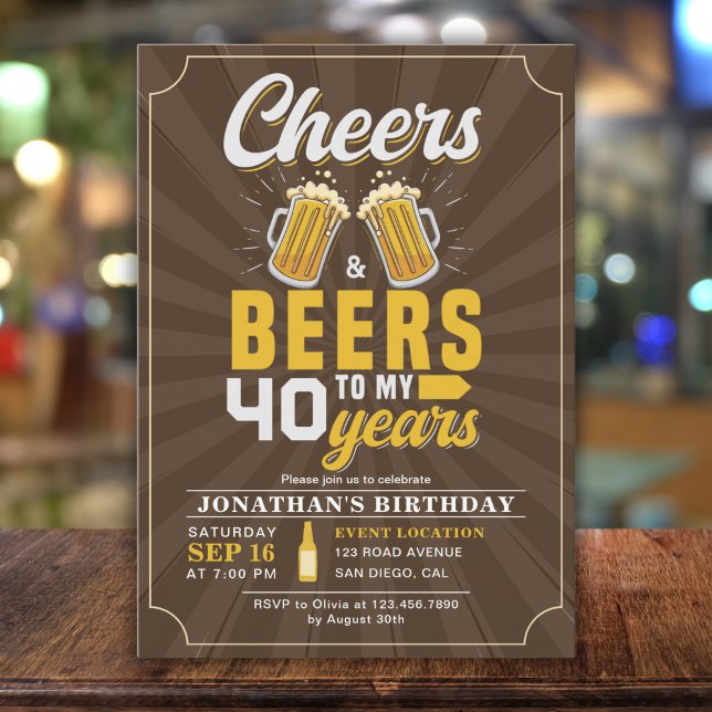 Invitación Cheers and Beers to my 40 Years Fun Birthday (Subido por el creador)