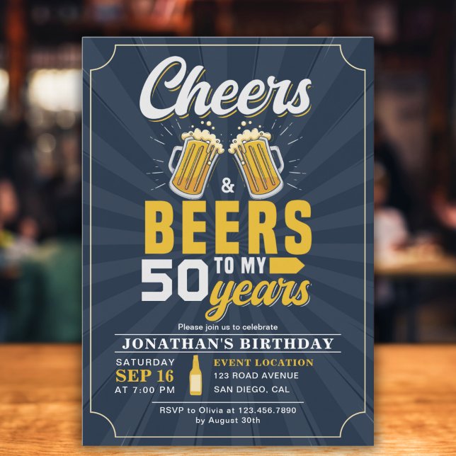 Invitación Cheers and Beers to my 50 Years, Any Birthday (Subido por el creador)