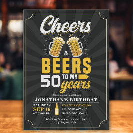 Invitación Cheers and Beers to my 50 Years Fun Birthday