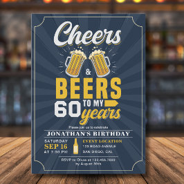 Invitación Cheers and Beers to my 60 Years Blue navy
