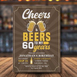 Invitación Cheers and Beers to my 60 Years brown color