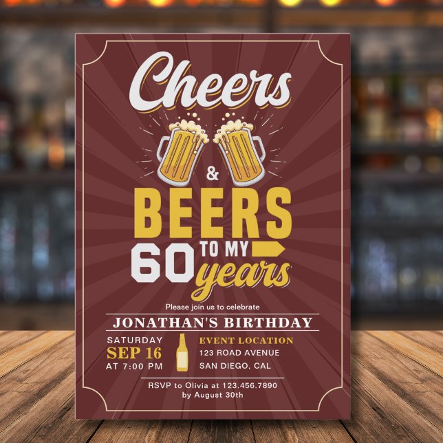 Invitación Cheers and Beers to my 60 Years Red (Subido por el creador)