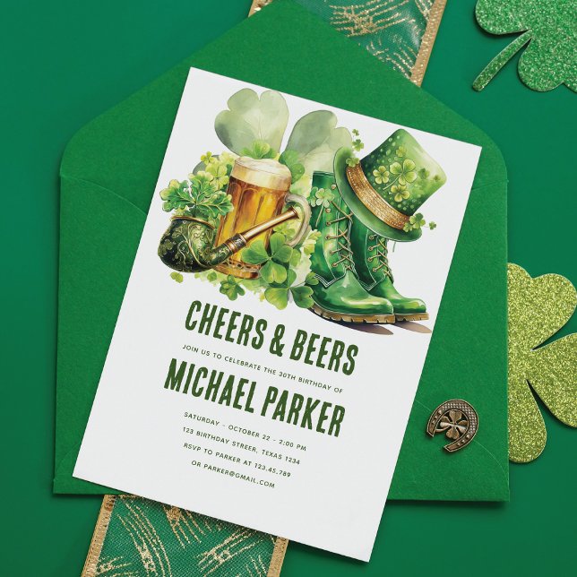 Invitación Cheers Beers Adultos Cumpleaños San Patricio (Subido por el creador)