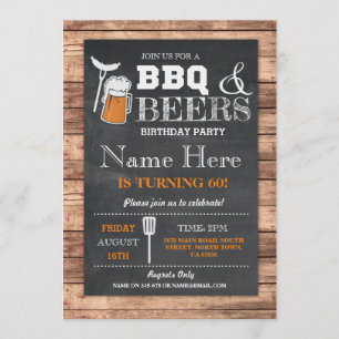 Invitación Cheers & Beers BBQ Cumpleaños fiesta CUALQUIER AÑO