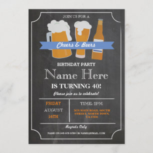 Invitación Cheers & Beers BBQ Cumpleaños fiesta CUALQUIER AÑO