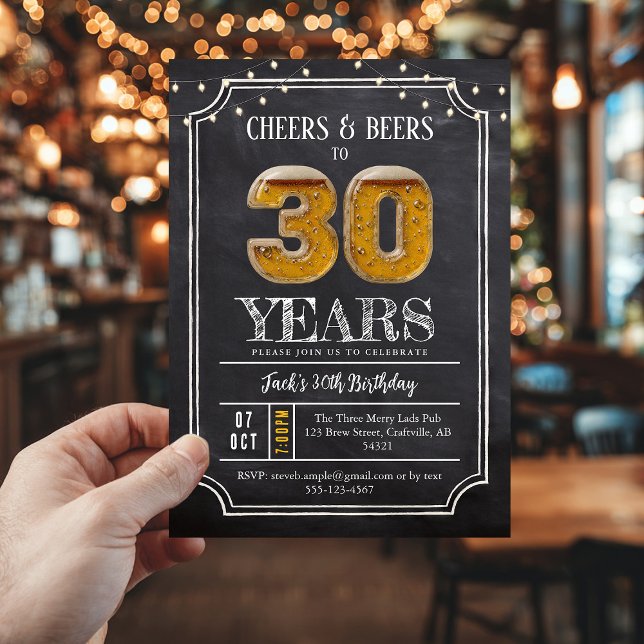 Invitación Cheers & Beers Men's 30th Birthday Invitation (30th birthday invite)